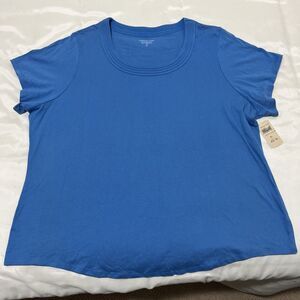 NWT Coldwater Creek Shirt Womens 3X Supima Short Sleeve Tshirt Top Blue